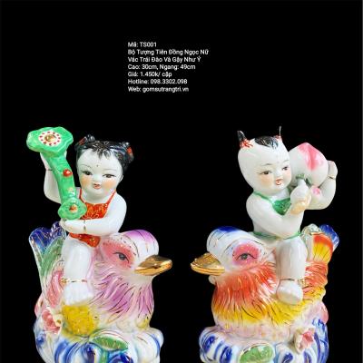 BỘ TƯỢNG TIÊN ĐỒNG NGỌC NỮ VÁC TRÁI ĐÀO VÀ GẬY NHƯ Ý